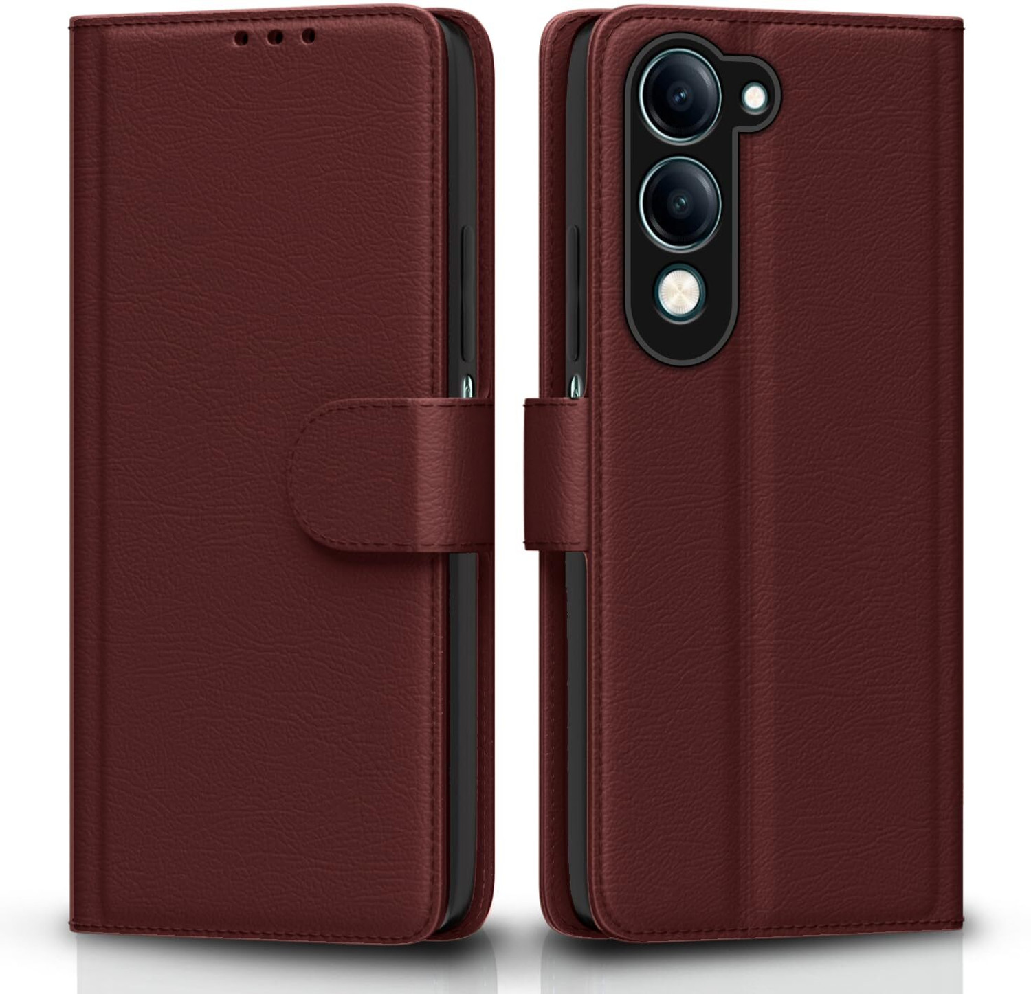 Image of SUPER-ME Flip Cover for VIVO Y19E 5G | Heavy Magnet | Scratch-Free Vegan Leather | 3 Pockets | Best Fit
