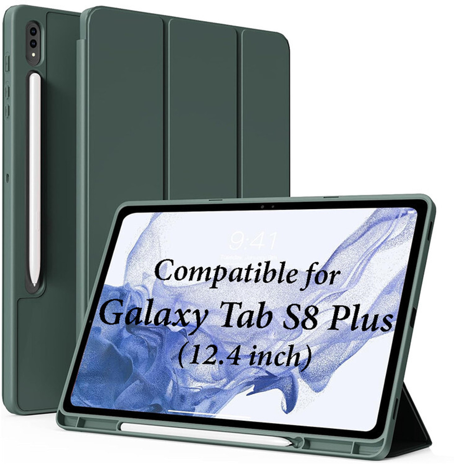 Image of Imperium Flip Cover for Samsung Galaxy Tab S8 Plus (Tri-Fold Stand Smart Case with Auto Sleep / Wake Feature).