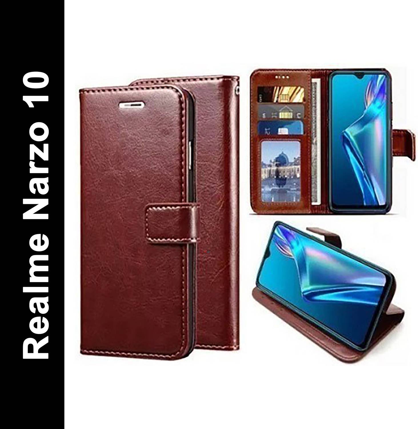 Aarov Flip Cover for Realme 5, Realme 5i Flip Cover, Realme 5s Flip Cover, Realme Narzo 10 Flip Cover