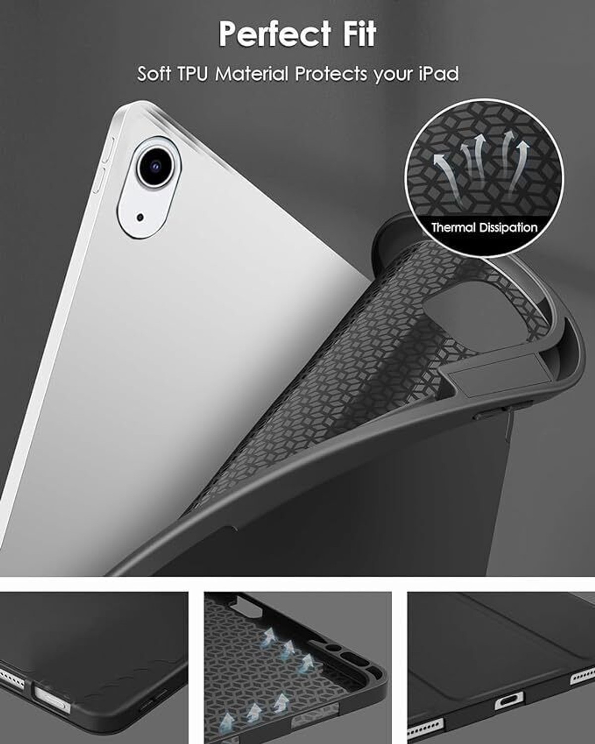 Image of Proelite Flip Cover for iPad Air 13 M4 /M3 /M2 2026 /2025 /2024 & iPad Pro 12.9 inch Soft Flexible Case Recoil Series