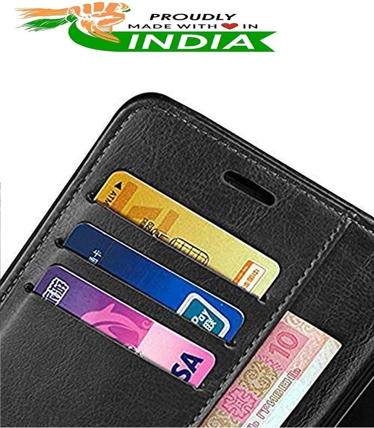 Image of CaseDeal Back Cover for Infinix Smart 7, X6517 Premium Leather Finish, with Card Pockets, Wallet Stand