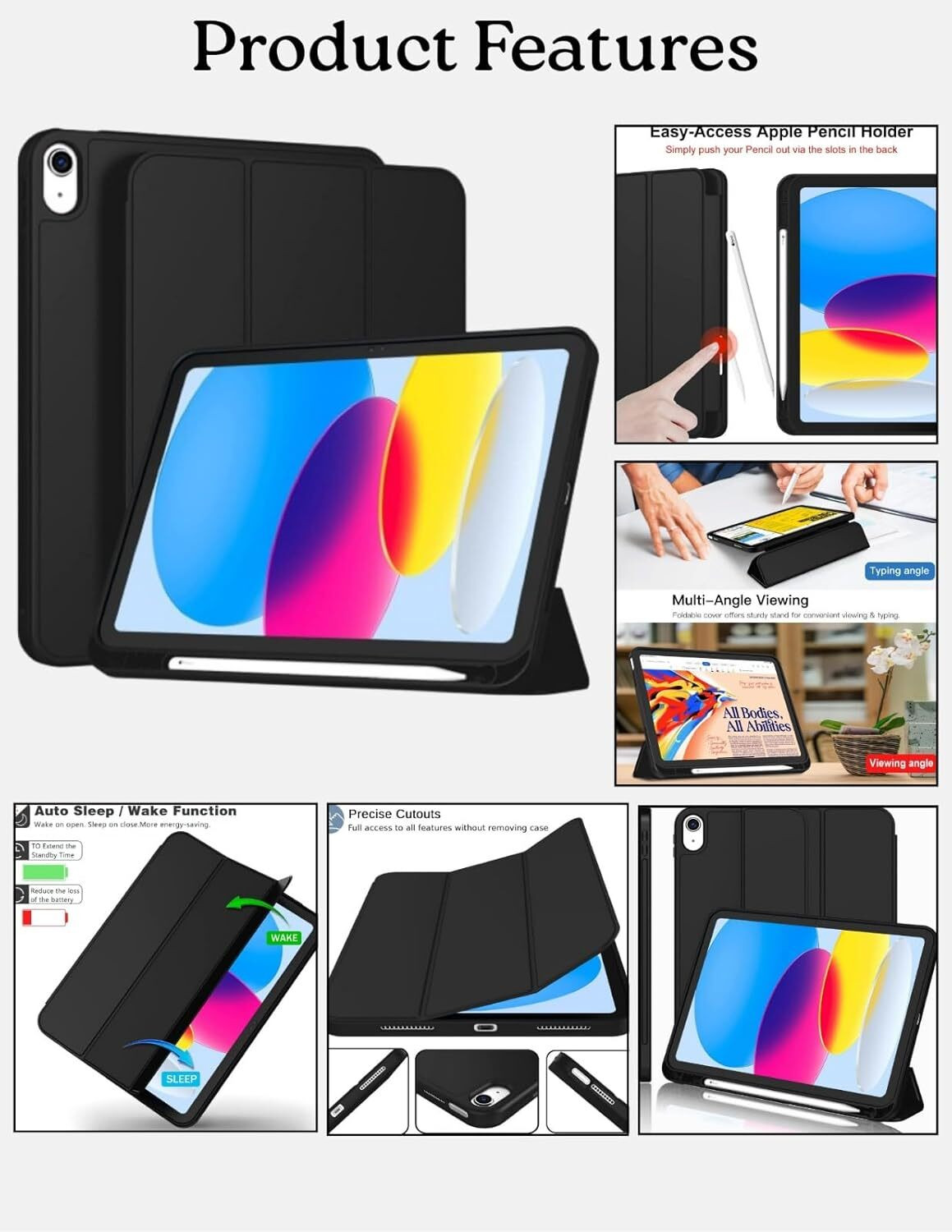 Image of Proelite Flip Cover for iPad (A16) 11th /10th Gen (2025 /2022) [Auto Sleep /Wake Cover] [Soft Flexible Case]