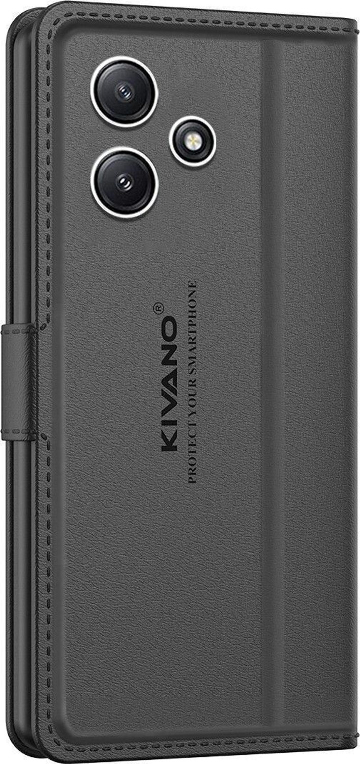 Image of KIVANO LUXE Flip Cover for Redmi 12 5G / Poco M6 Pro|Premium Leather|Magnetic Closure|Stand function
