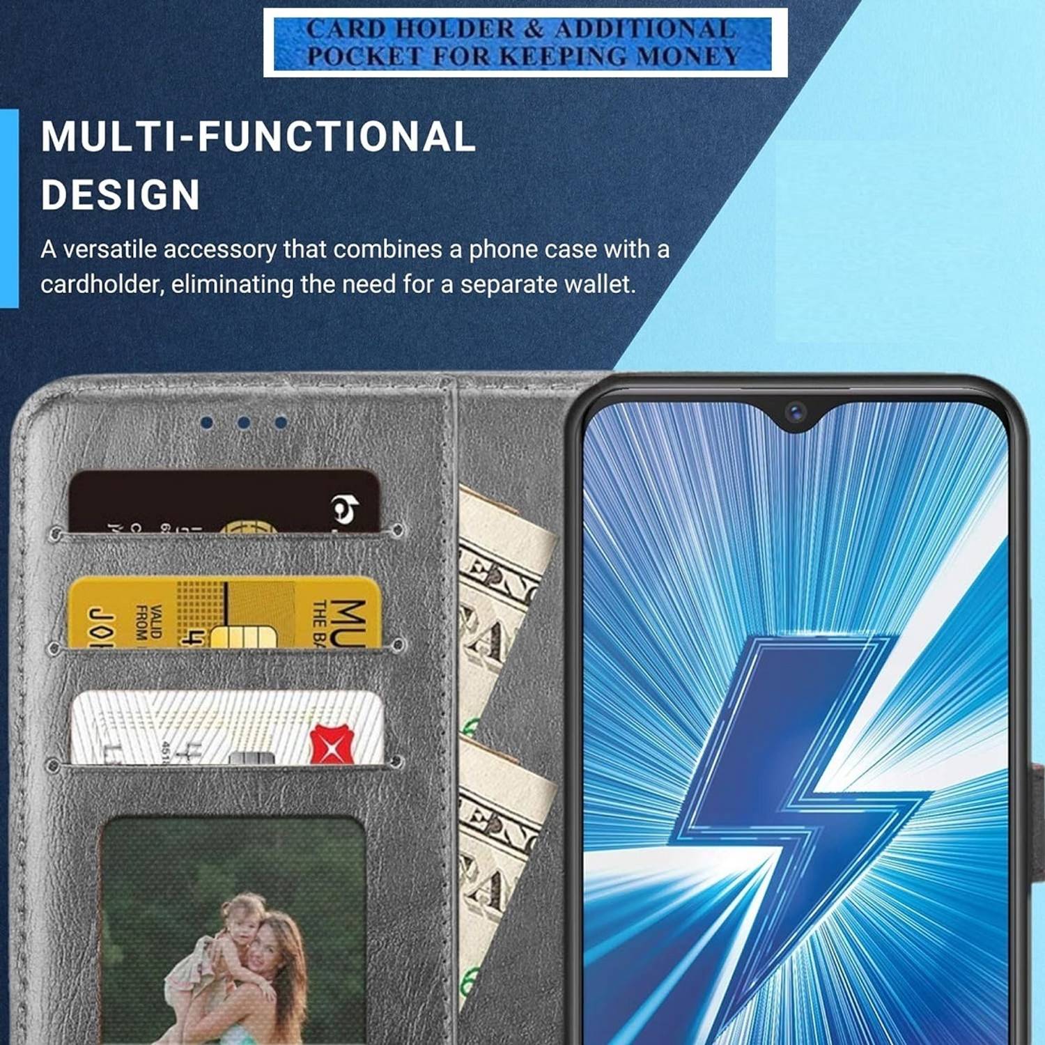 One Plus Dedux Flip Funda Con 5G, Premium Flip Billetera Funda De Cuero, [Ranuras Para Tarjetas] [Función De Soporte] [Cierre Magnético]. Azul Oscuro Oneplus Nord 3