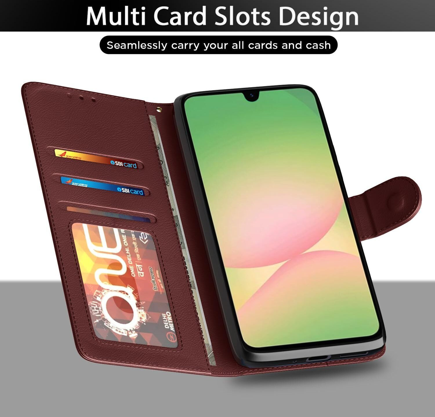 Image of ZORZO Flip Cover for Samsung Galaxy A17 | M17 | F17 5G|Shock Proof | Leather Finish|Card Pockets Wallet & Stand