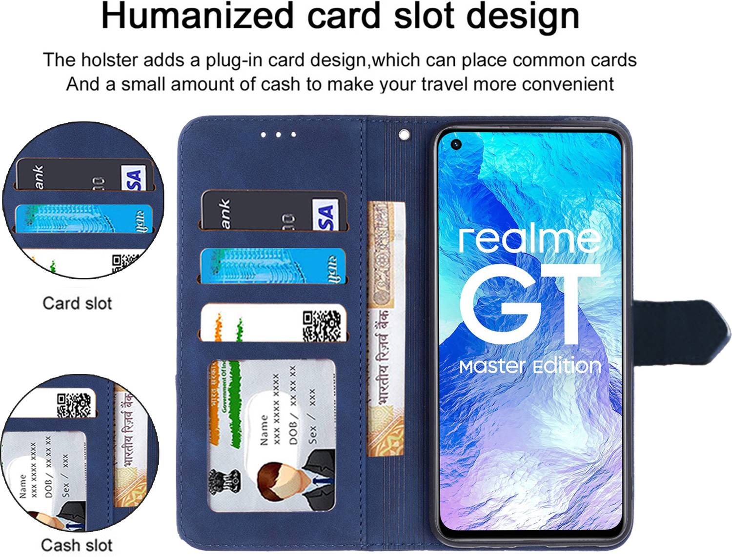 KANVOOS Cover per Realme GT Master Edition, Cover a Libro Custodia in Pelle PU con Silicone TPU, Antiurto Flip Caso Portafoglio Cover per Realme GT Master Edition (Verde