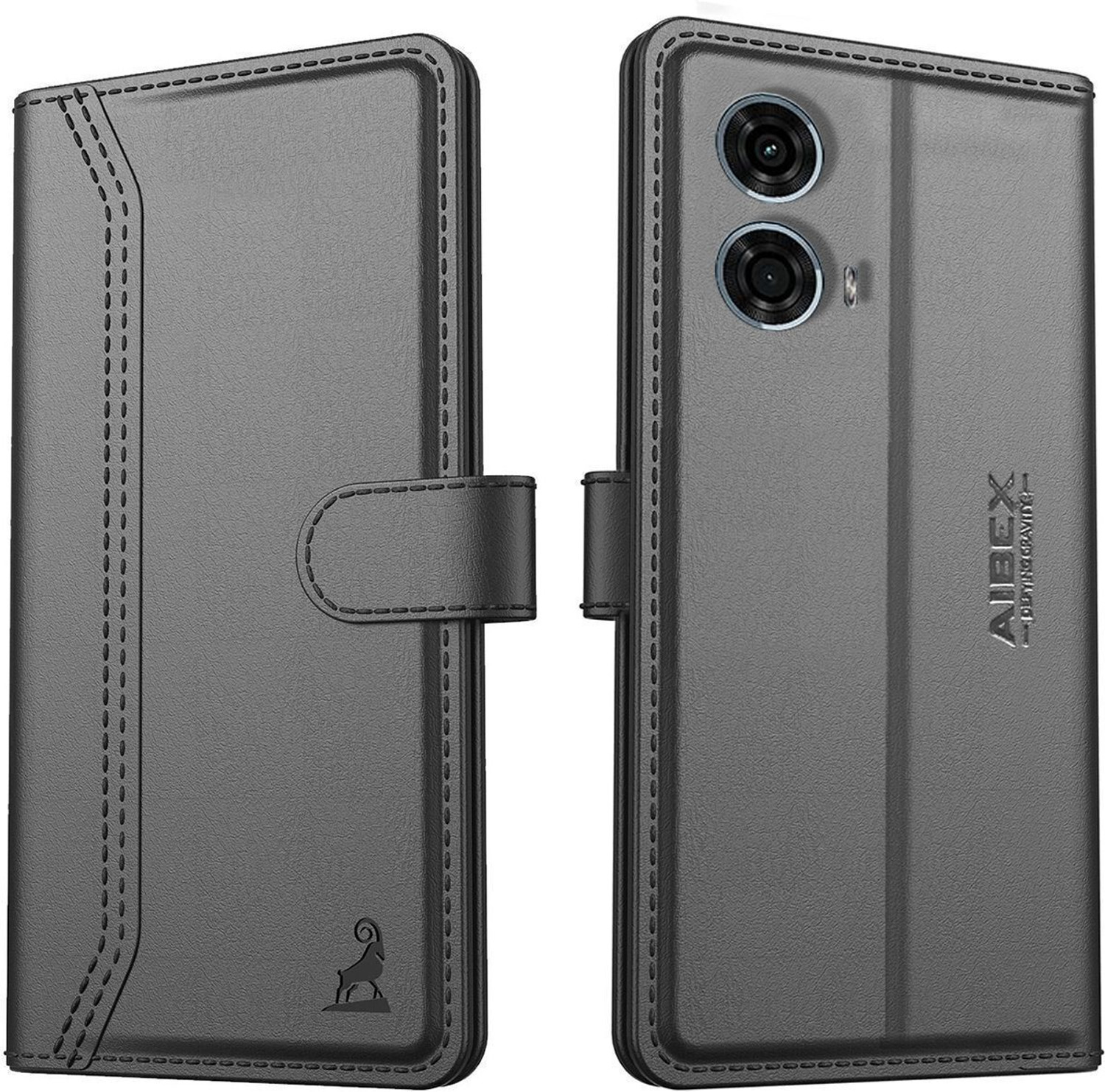 Image of AIBEX Flip Cover for Motorola G34 5G / Motorola G45 5G|Premium Leather Finish|Magnetic Closure|Kickstand