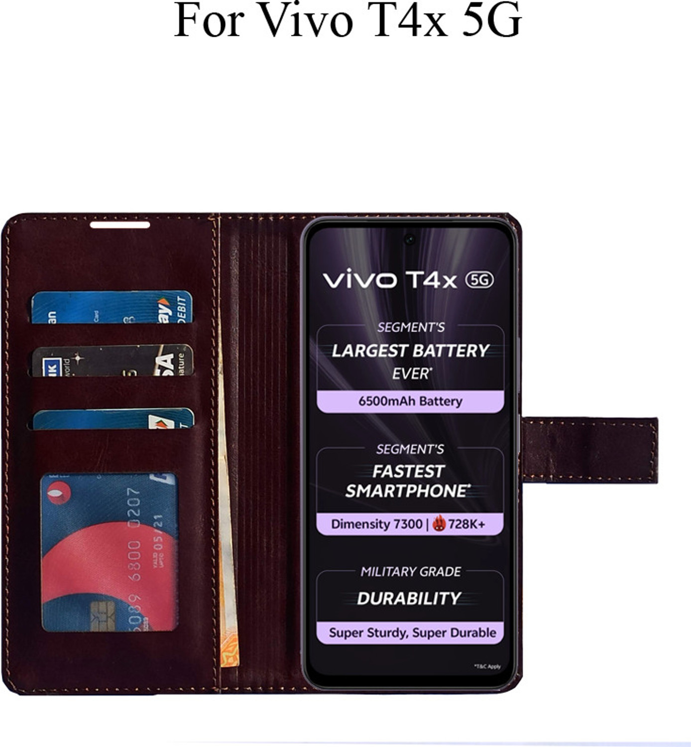 Image of MAXSHOPY Flip Cover for vivo T4x 5G (Multicolor, Magnetic Case, Artificial Leather)