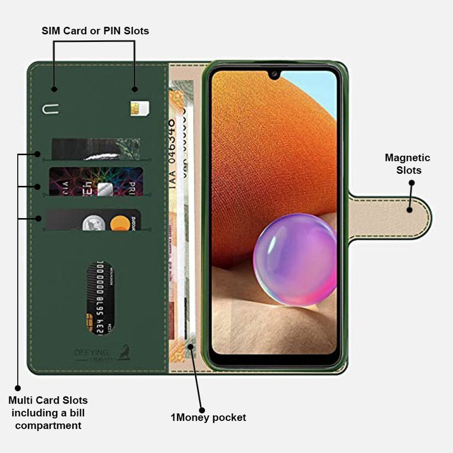 Image of AIBEX Flip Cover for Vivo Y31 2021 / Vivo Y51 2020 / Vivo Y53s 4G / Vivo Y15s / Vivo Y51A|Premium Leather