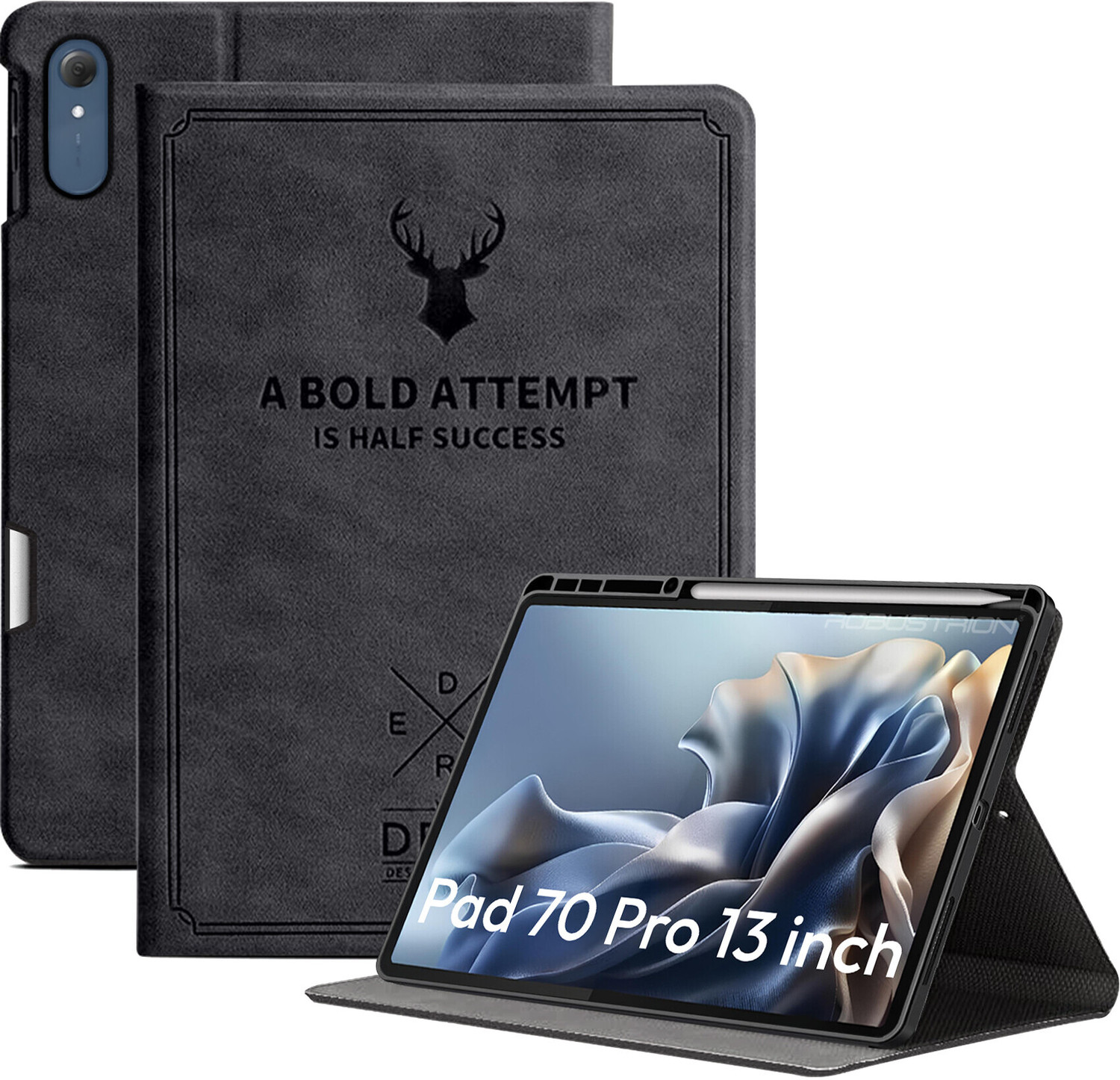Image of ROBUSTRION Flip Cover for Moto Pad 70 Pro 13 inch (Black, Artificial Leather, Pack of: 1)
