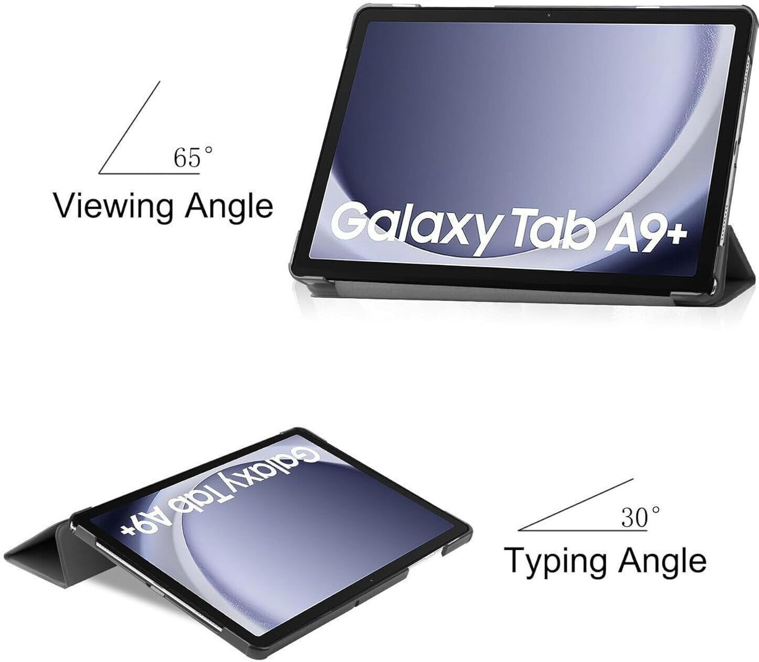 Image of Proelite Flip Cover for Galaxy Tab A9 Plus 11 inch Cover, Smart Flip Case Cover Translucent Back with Stylus Pen
