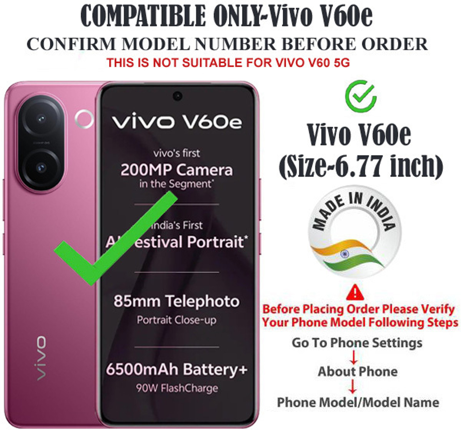 Image of Wristlet Flip Cover for Vivo V60e
