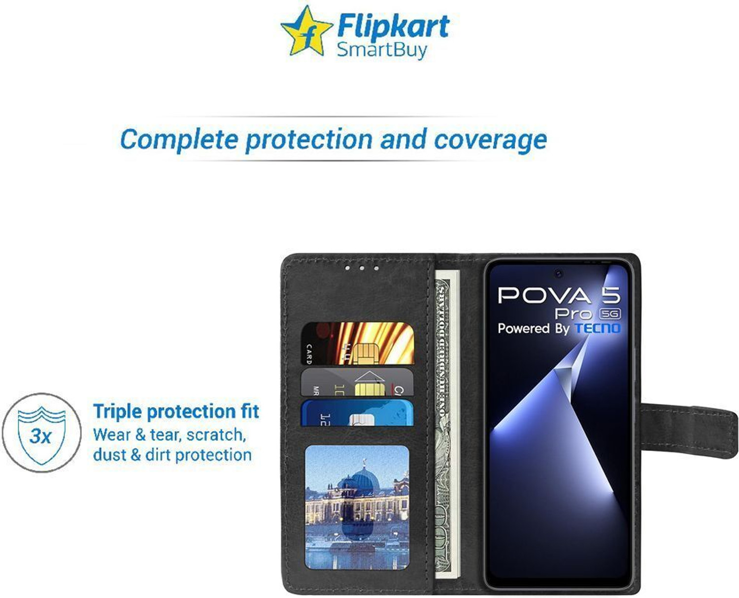 Image of Flipkart SmartBuy Flip Cover for Tecno Pova 5 Pro 5G
