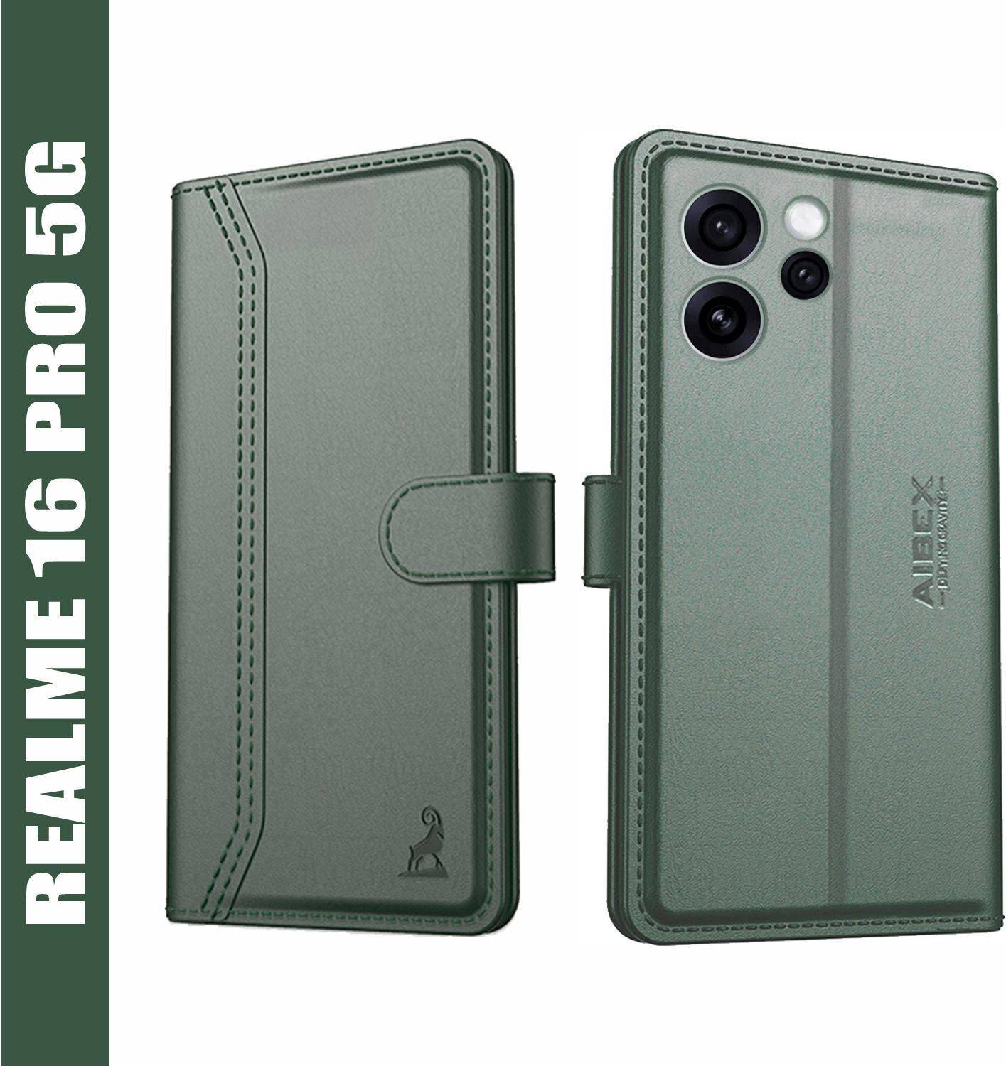 AIBEX Flip Cover for Realme 16 Pro 5G|Premium Leather Finish|Magnetic Closure|Kickstand Feature