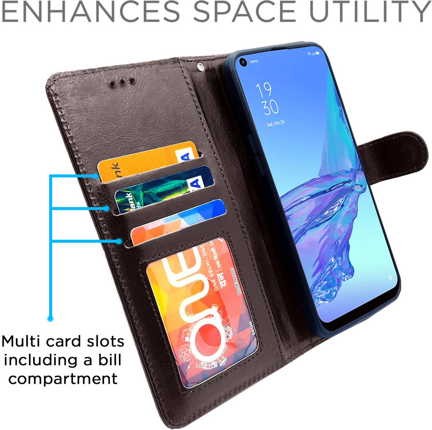Pikkme Flip Cover for Oppo A53 Brown - Image 2