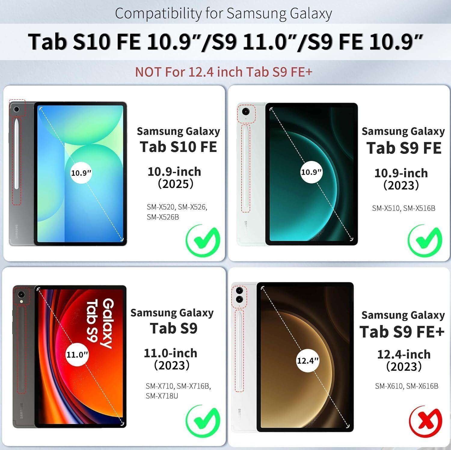 Image of HITFIT Back Cover for Samsung Galaxy Tab S9 FE / Tab S10 Lite / Tab S10 FE 10.9 inch) / Tab S9 (11 inch)