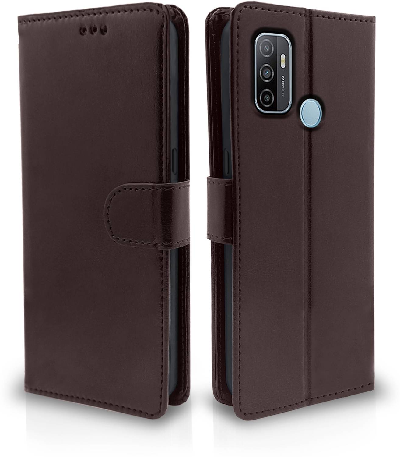 Pikkme Flip Cover for Oppo A53 Brown - Image 1