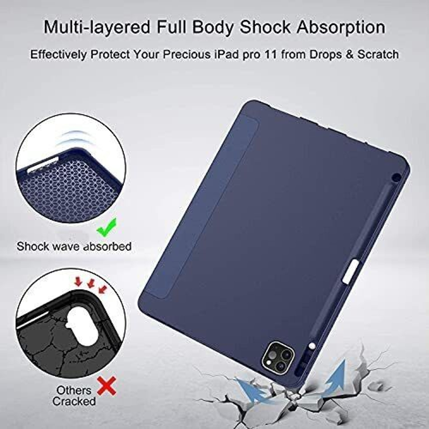 Image of Proelite Flip Cover for Apple iPad Pro 11 inch 2022 /2021 4th /3rd Gen [Auto Sleep /Wake Cover] [Pencil Holder]
