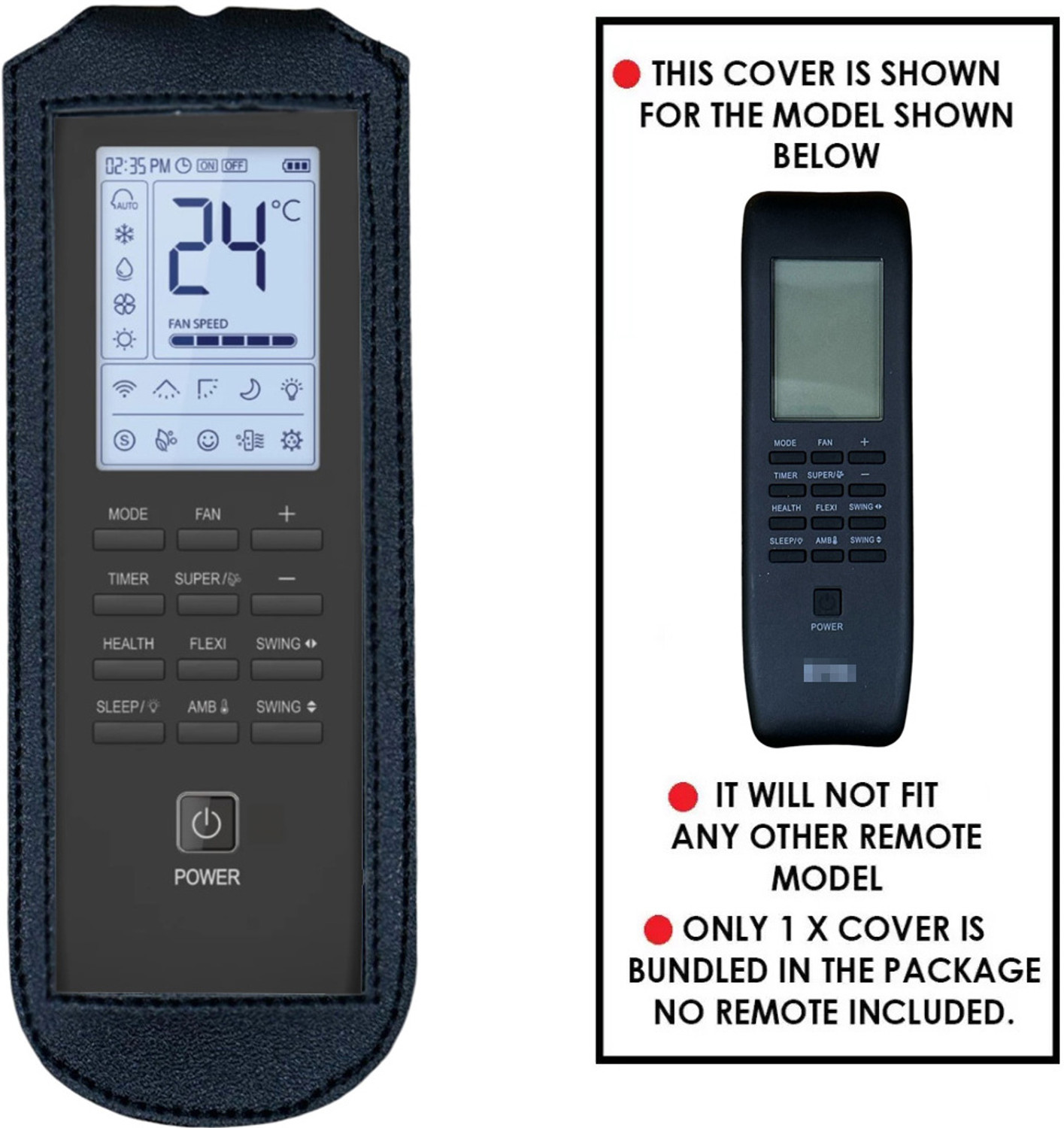 Image of Gizmofreaks Flip Cover for Remote Model No:. 273 Compatible for IFB AC Remote Control Protective Case (Black, Artificial Leather, Pack of: 1)