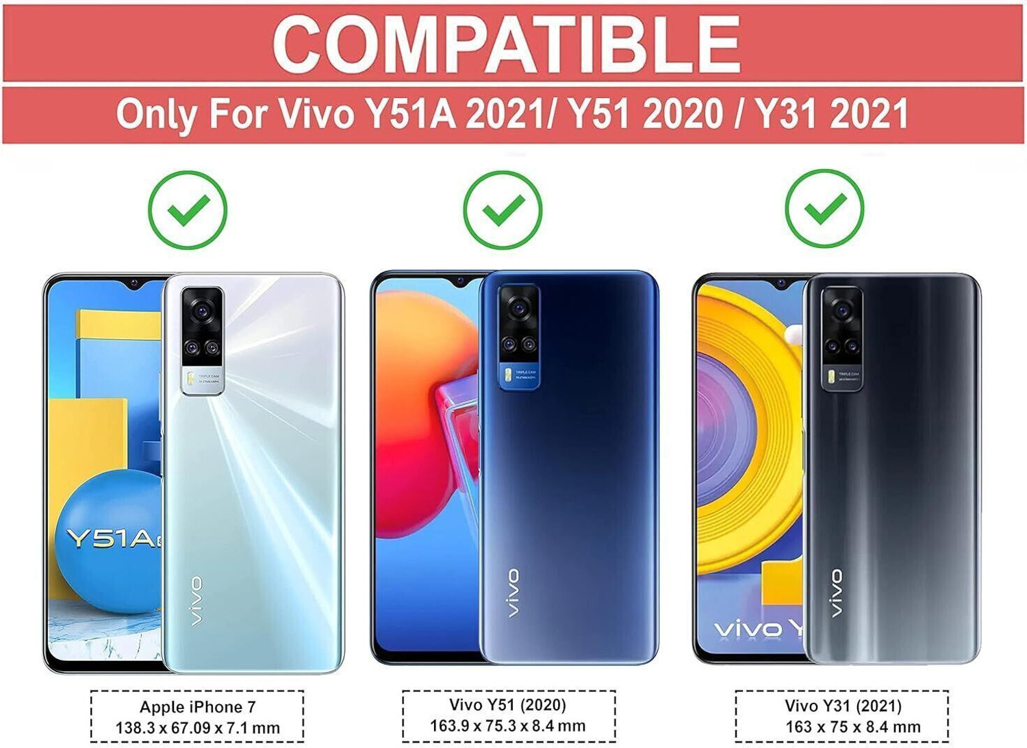 Image of AIBEX Flip Cover for Vivo Y31 2021 / Vivo Y51 2020 / Vivo Y53s 4G / Vivo Y15s / Vivo Y51A|Premium Leather