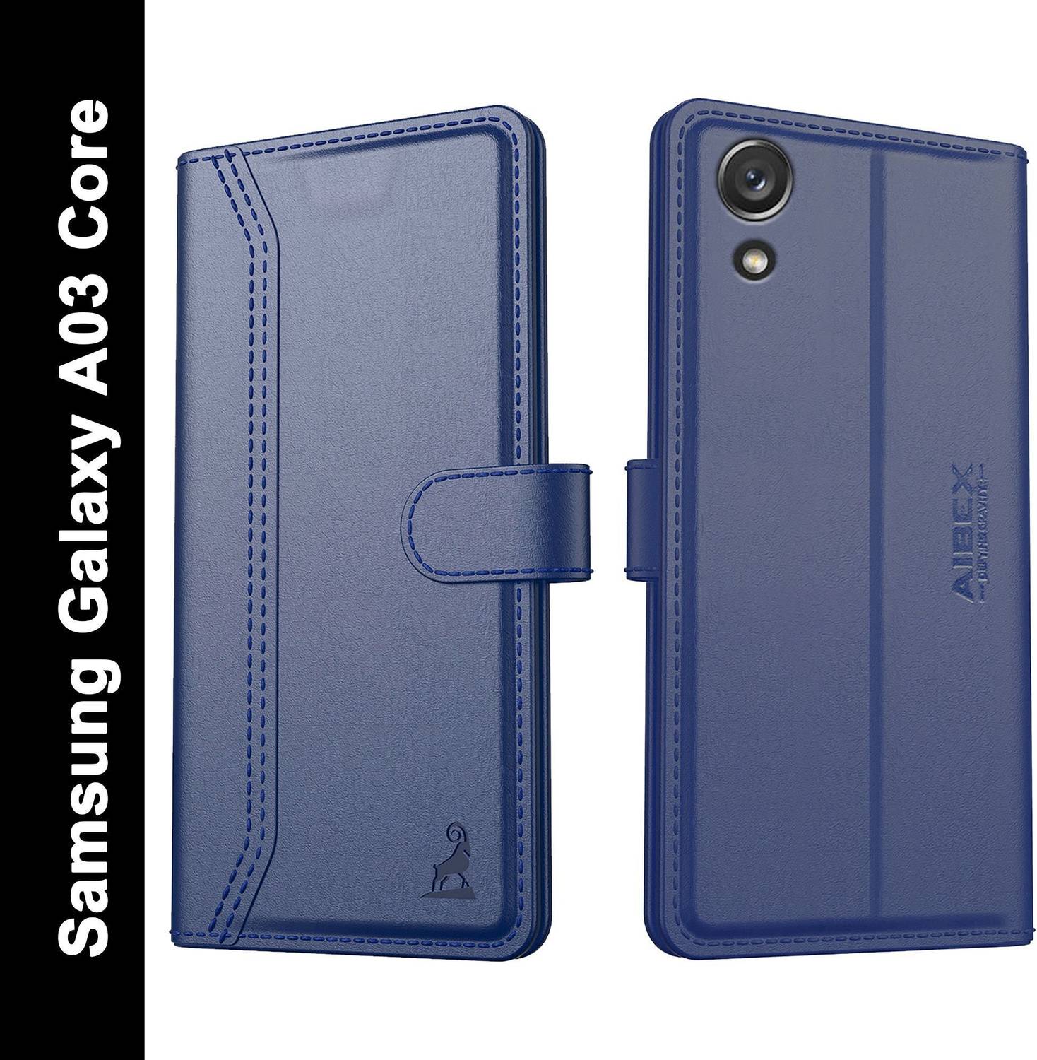 AIBEX Flip Cover for Samsung A03 Core|Premium Leather Finish|Magnetic Closure|Kickstand Feature