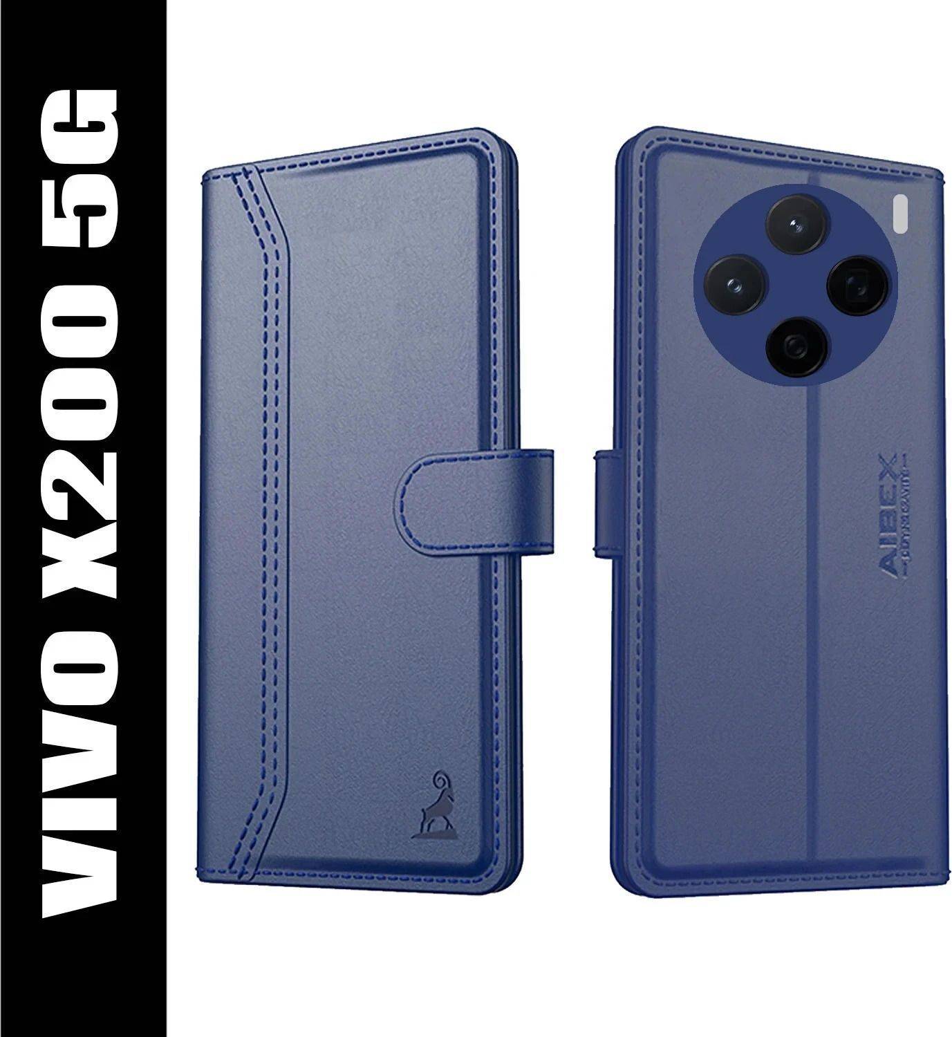 AIBEX Flip Cover for Vivo X200 5G|Premium Leather Finish|Magnetic Closure|Kickstand Feature