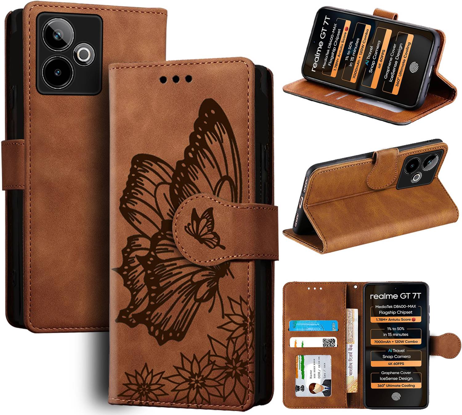 RankOne Custodia in Pelle per Realme GT 7 / GT 7T (6.8 Inches), Cover
