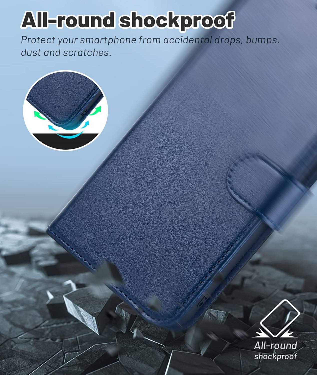 Image of Dgeot Flip Cover for Samsung M35 5G | Wallet Case with Card Slot| Full Body Protection | Magnetic Closure (Blue, Flexible, Artificial Leather, Pack of: 1)