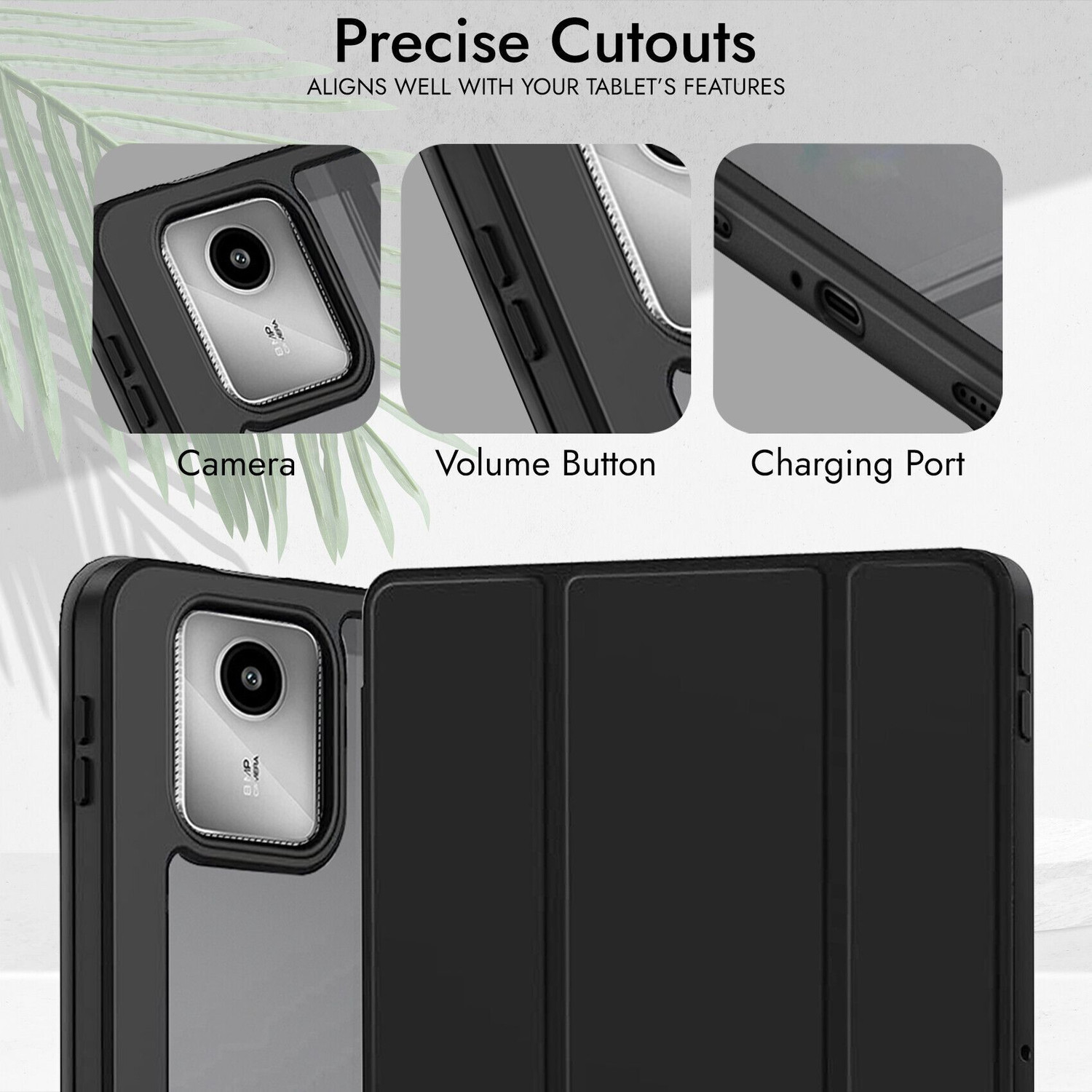 Image of ROBUSTRION Flip Cover for Moto Pad 60 Neo 11 inch (Black, Dual Protection, Artificial Leather, Pack of: 1)