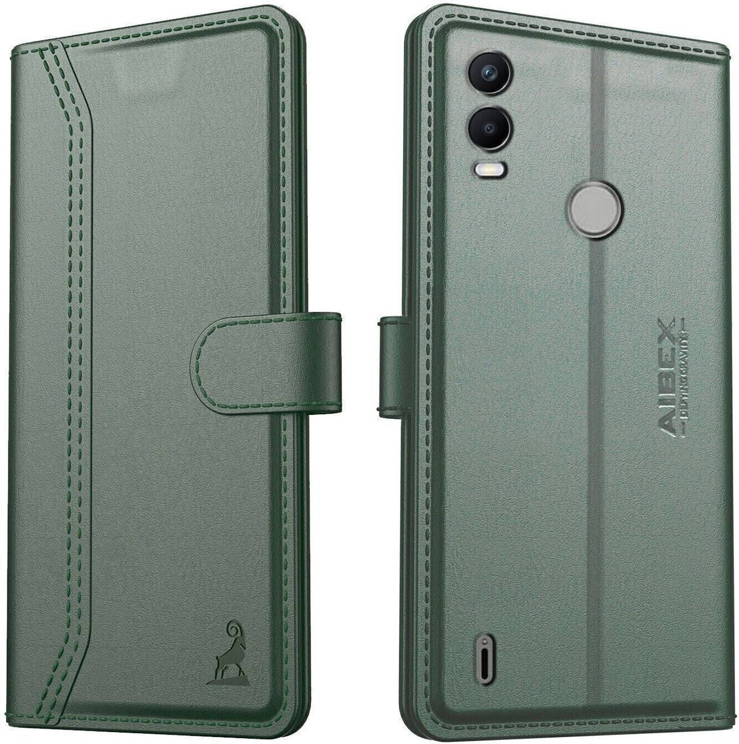 AIBEX Flip Cover for Nokia C21 Plus|Premium Leather Finish|Magnetic Closure|Kickstand Feature