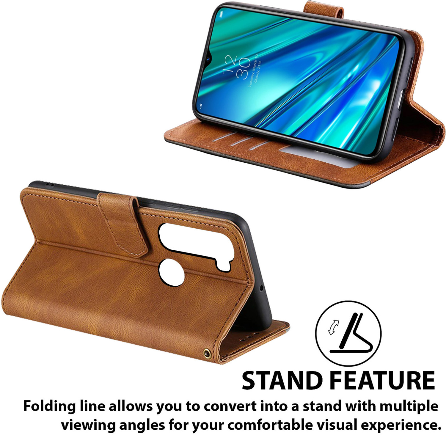 Image of Autofocus Back Cover for Realme 5 Pro (Brown, Magnetic Case, Pack of: 1)
