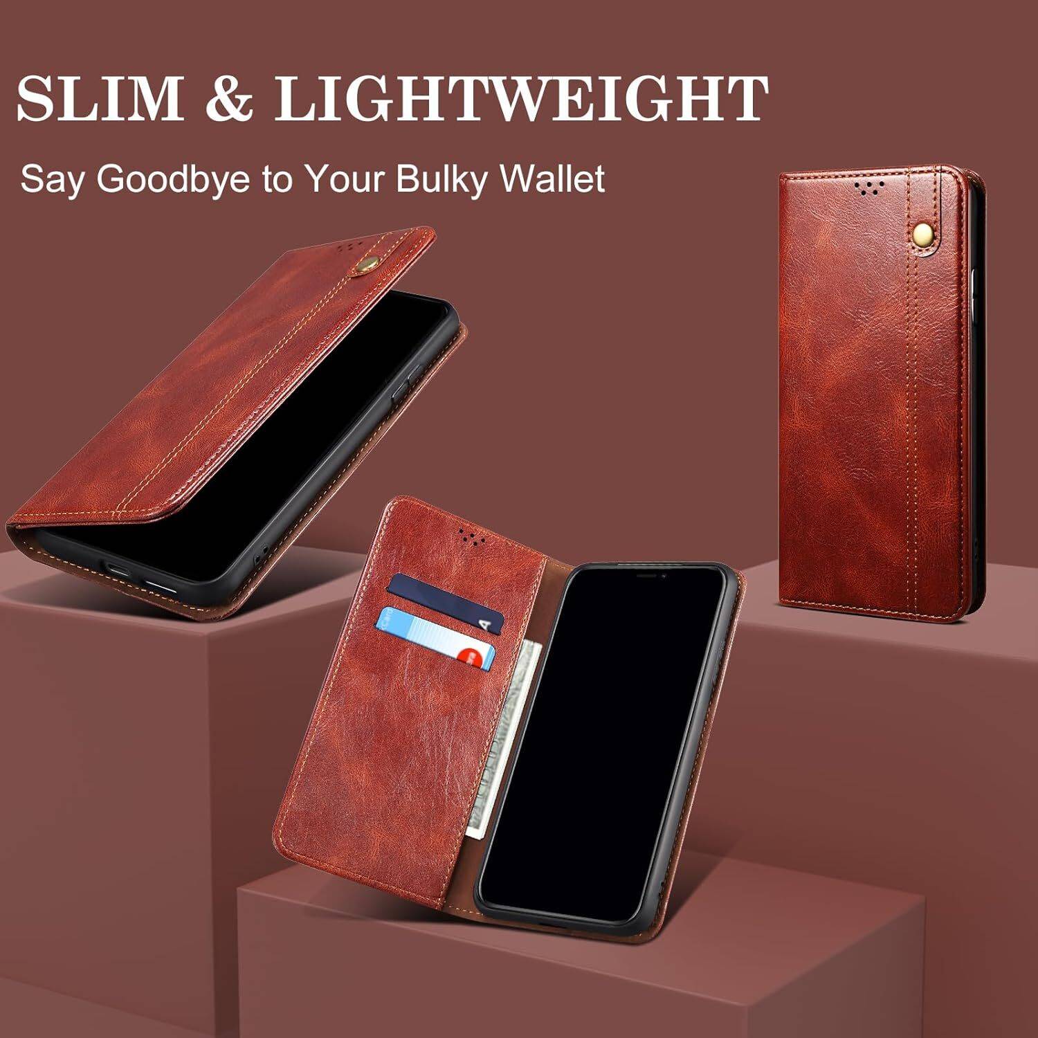 Cover Portafoglio Per Infinix Hot 11S Con Funzione Stand: Custodia A Libro In Similpelle Con Slot Per Carte Di Credito E Chiusura Magnetica. Protezione Antiurto E Slip Resistente. (Marrone) - 5