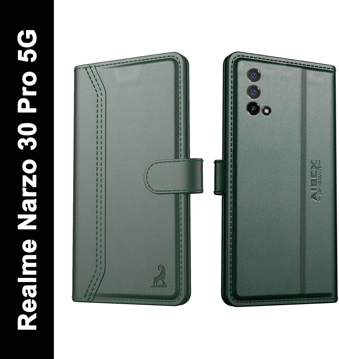 AIBEX Flip Cover for Realme Narzo 30 Pro 5G|Premium Leather Finish|Magnetic Closure|Kickstand Feature