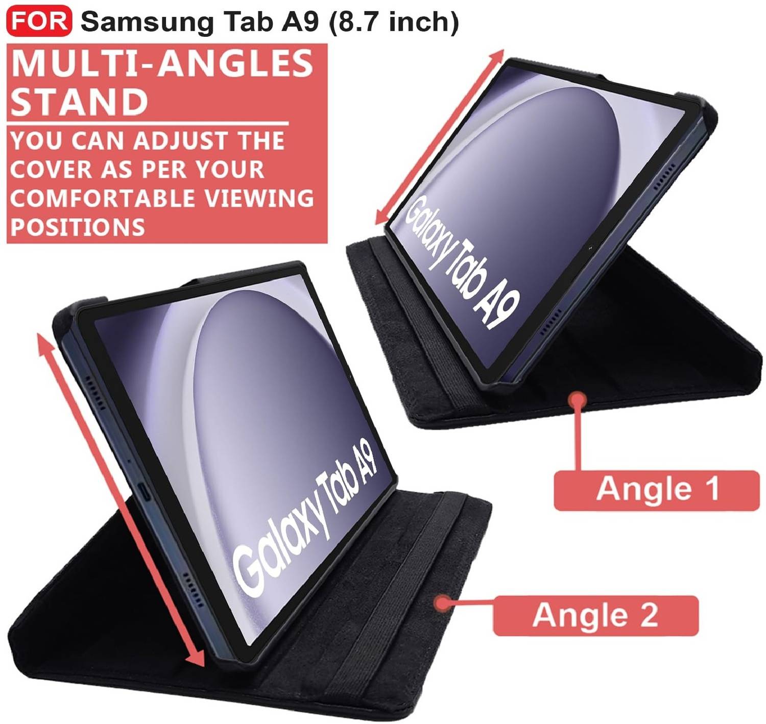 Mersal Flip Cover for Samsung Galaxy Tab A9 8.7 inch Black - Image 3