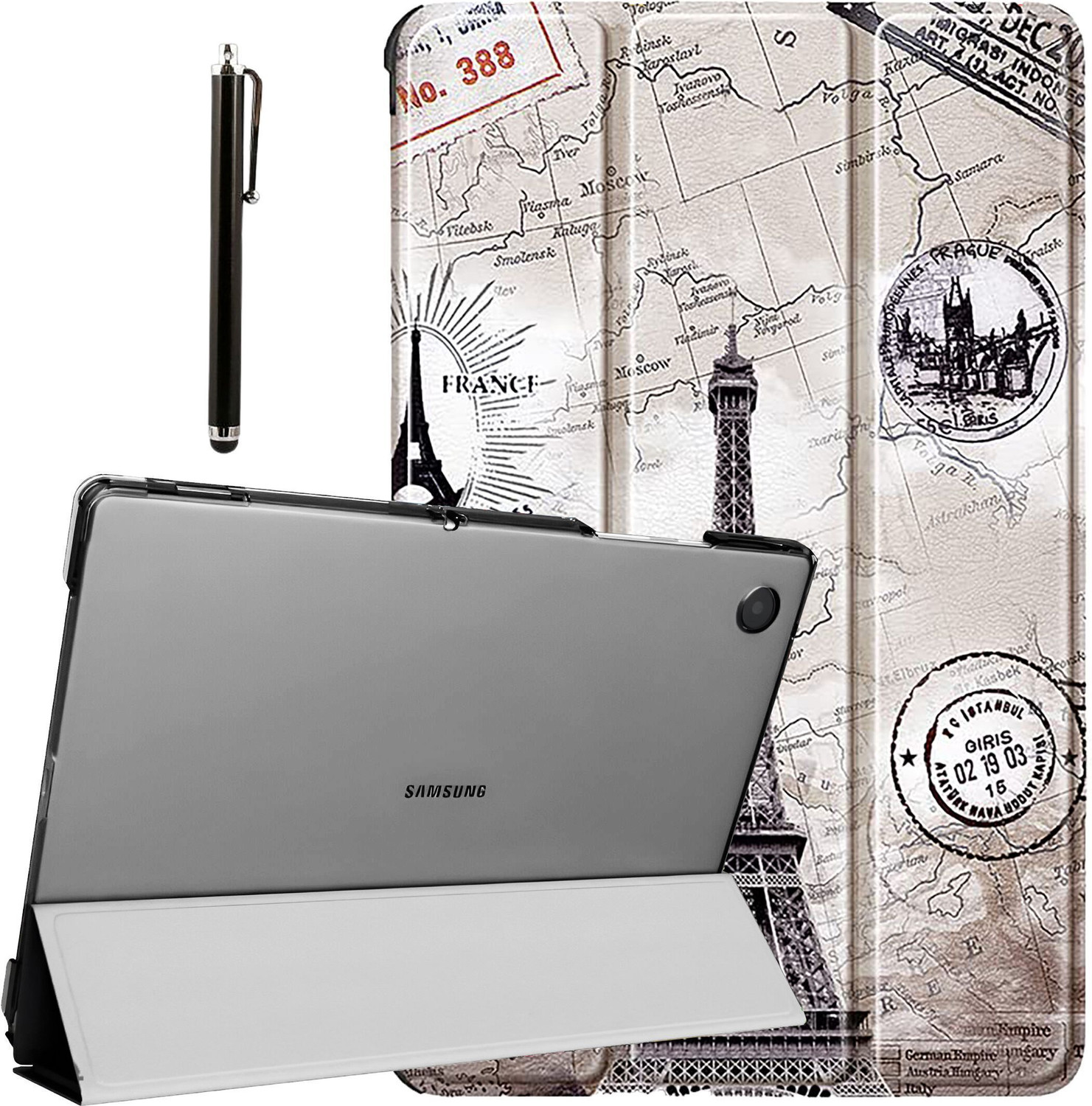 Image of Proelite Flip Cover for Galaxy Tab A9 Plus 11 inch Cover, Smart Flip Case Cover Translucent Back with Stylus Pen