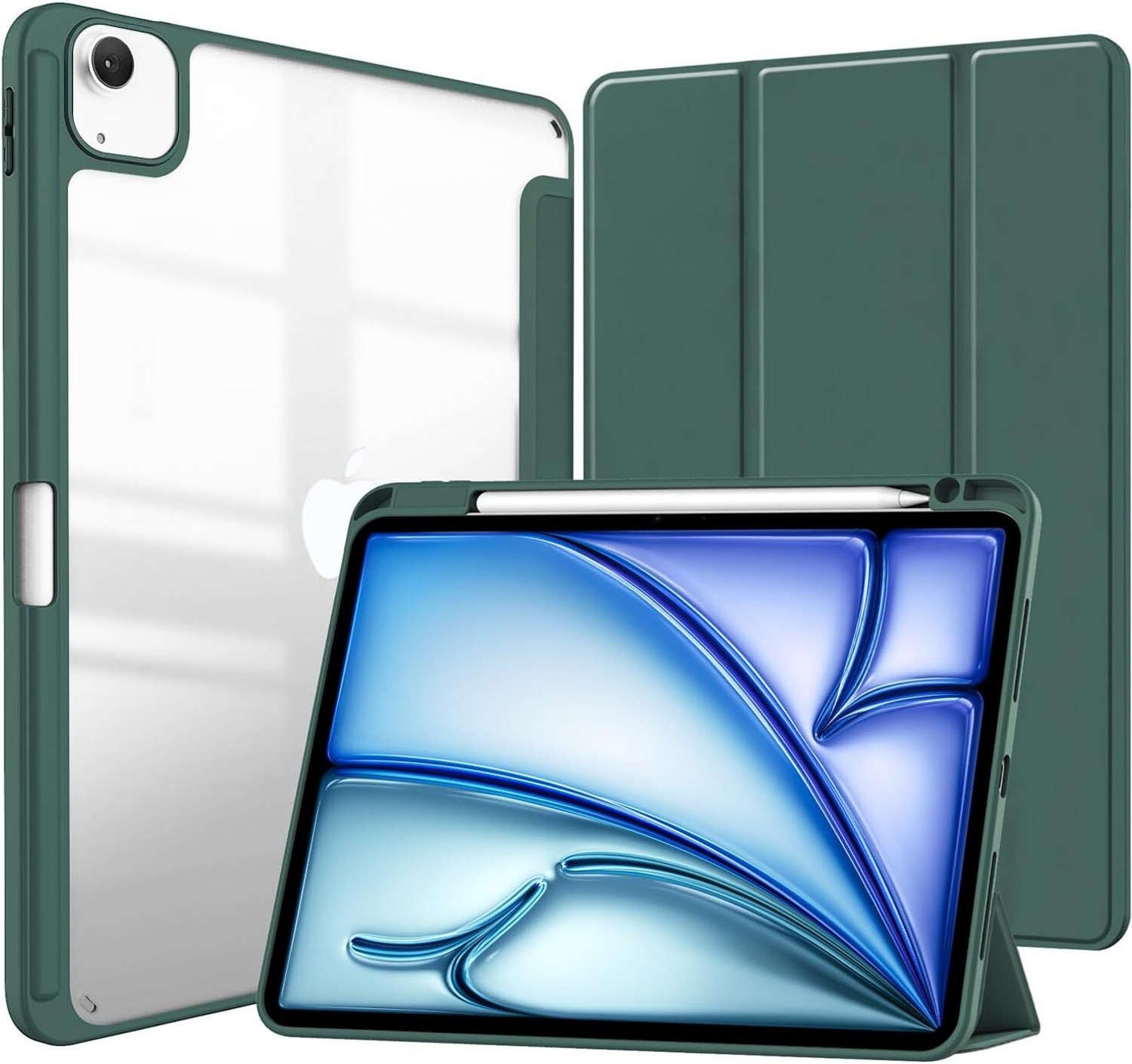Image of COVERHUB Flip Cover for Apple iPad Air 13-inch (M2 2024) /iPad Pro 12.9-inch(2022 /2021 /2020 /2018) (Green, Shock Proof, Plastic, Pack of: 1)