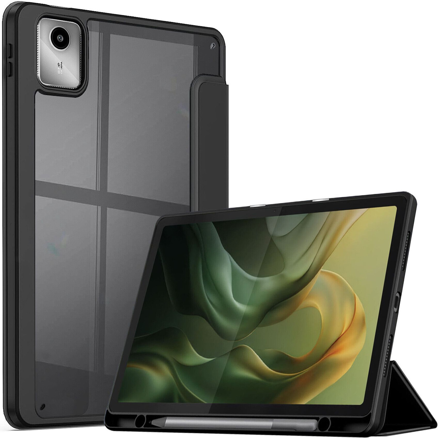 Image of ROBUSTRION Flip Cover for Moto Pad 60 Neo 11 inch (Black, Dual Protection, Artificial Leather, Pack of: 1)