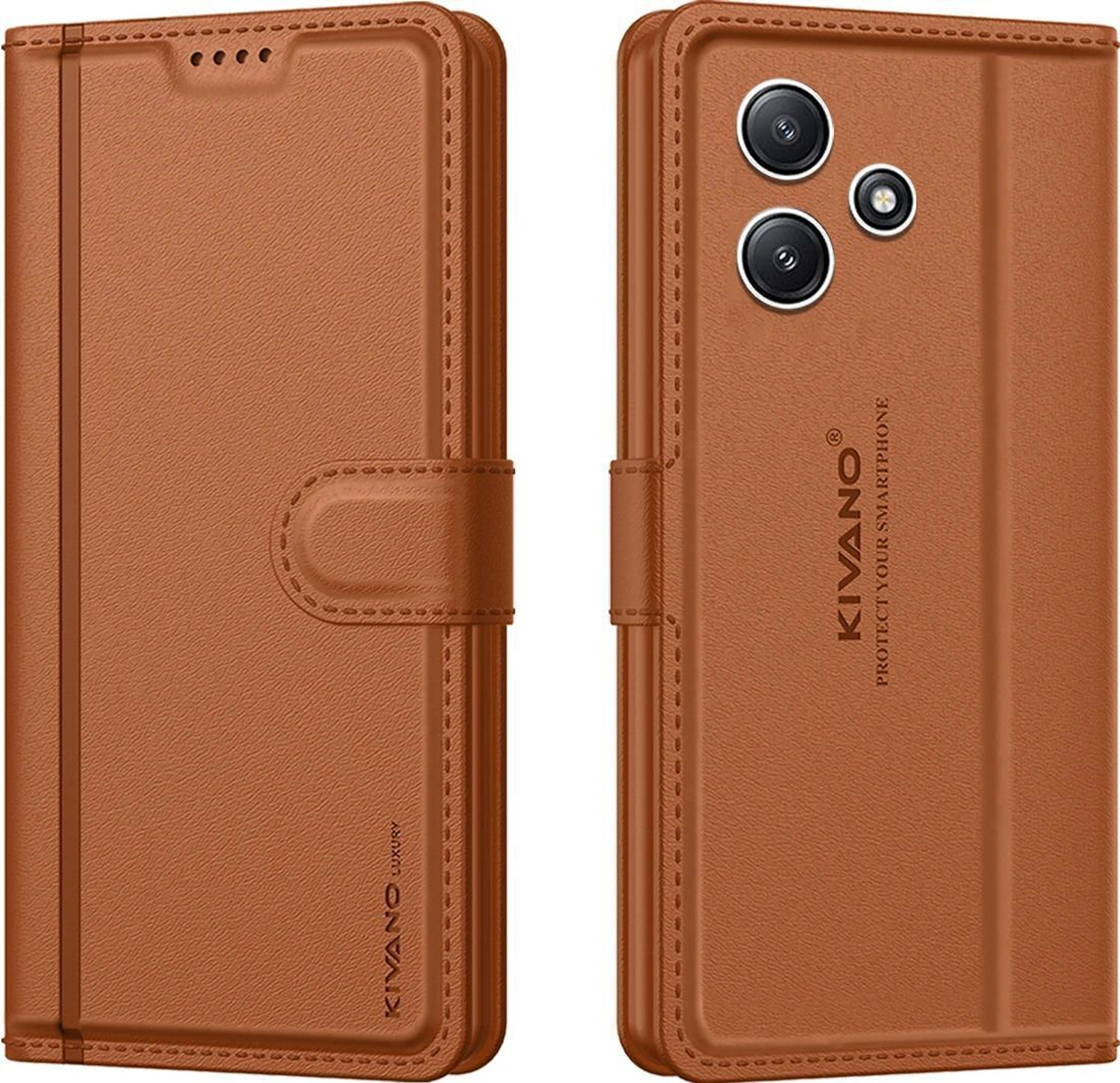 KIVANO LUXE Flip Cover for Redmi 12 5G / Poco M6 Pro|Premium Leather|Magnetic Closure|Stand function