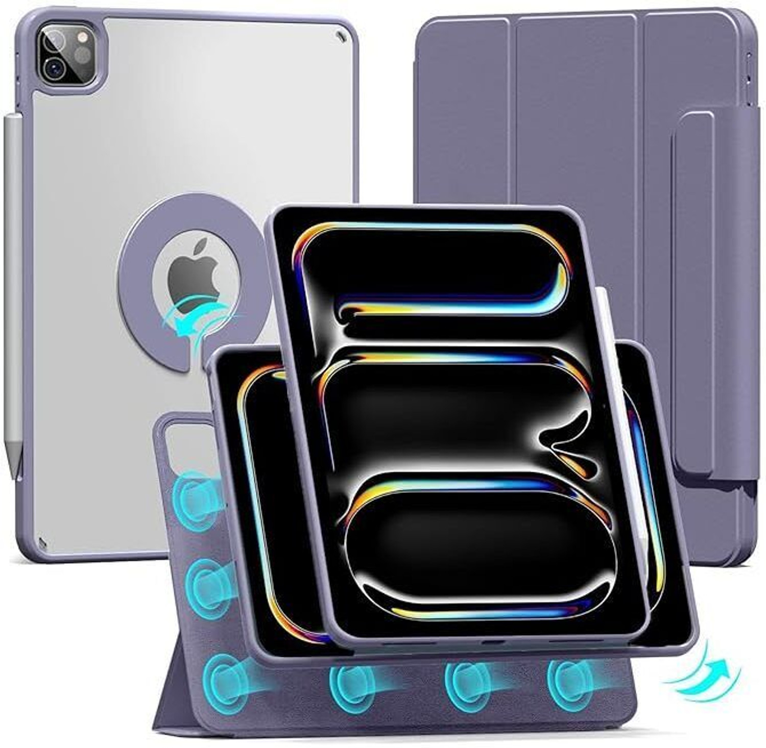 Image of Proelite Flip Cover for iPad Pro 11 inch M4 /M5 2024 /2025 Case, Smart Detachable Magnetic Shockproof Case Cover