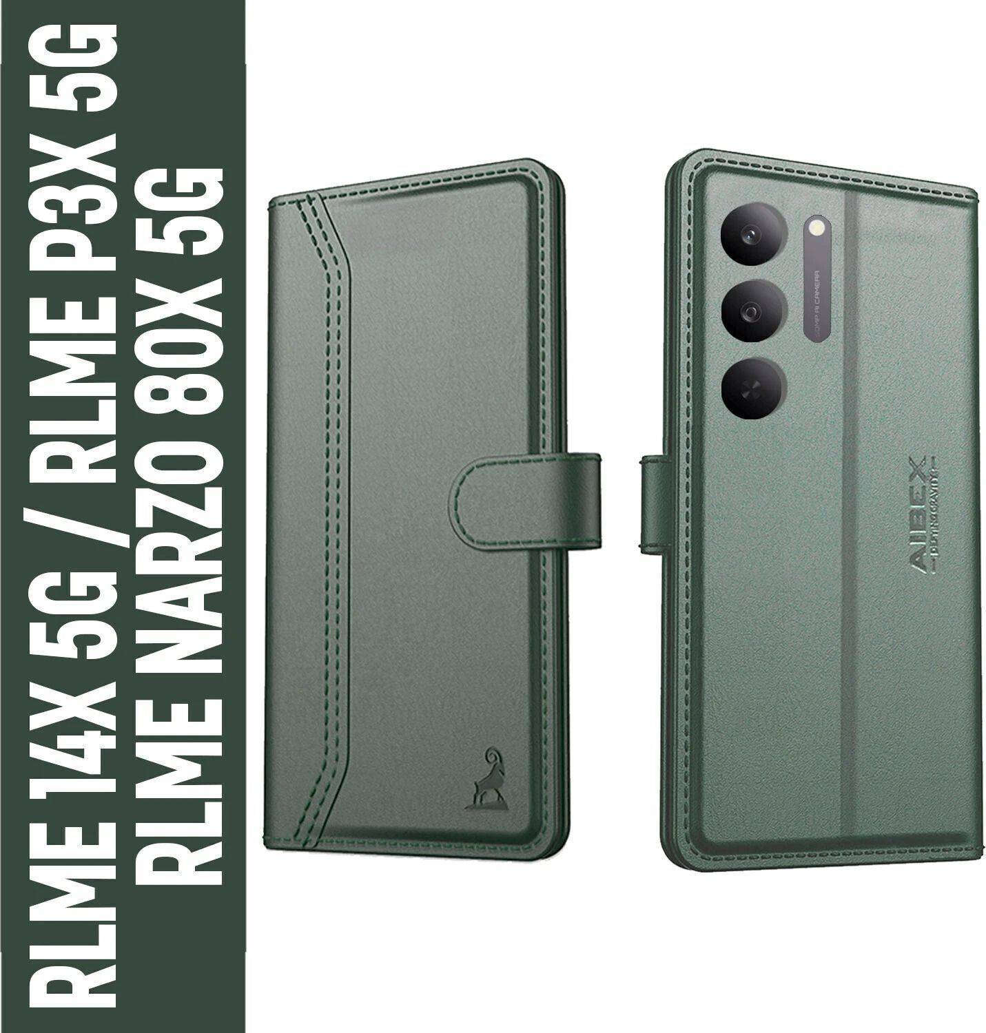 AIBEX Flip Cover for Realme Narzo 80X 5G / Realme 14X 5G / Realme P3X 5G|Premium Leather Finish|Magnetic