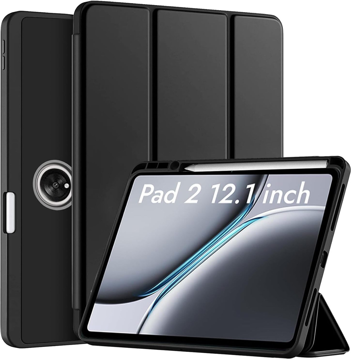 Image of Mobilence OnePlus Pad 2 12.1 inch Tri-fold caster hard shell wake Leather Flip Cover