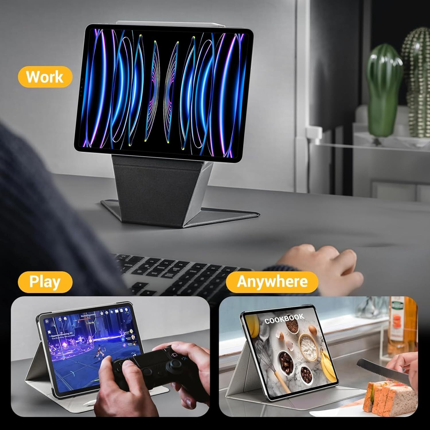 Image of TGK Flip Cover for Apple iPad Pro 12.9 inch 6th Gen 2022, iPad Pro 12.9 inch 5th Gen, iPad Pro 12.9 inch 4th Gen (Black, Magnetic Case, Pack of: 1)