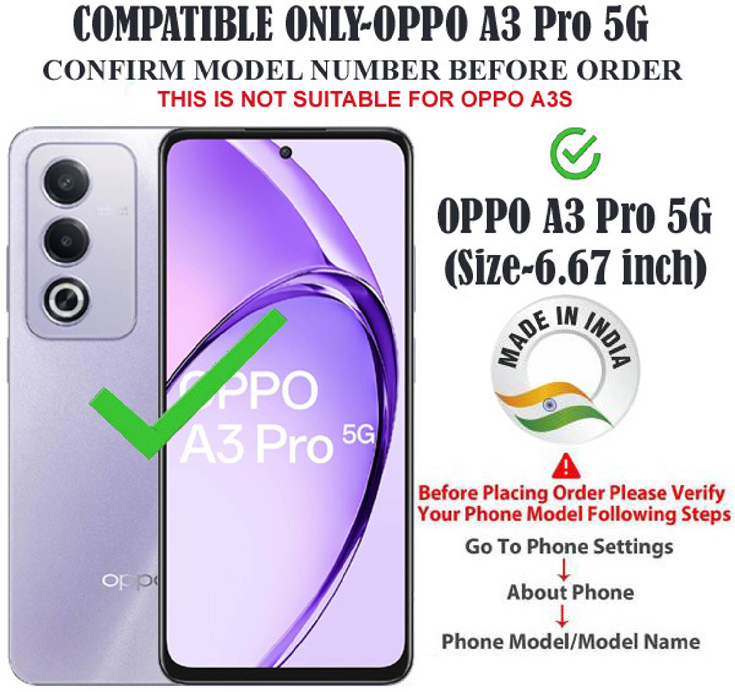 Aaghosh Back Cover for OPPO A3 Pro 5G Black - Image 2
