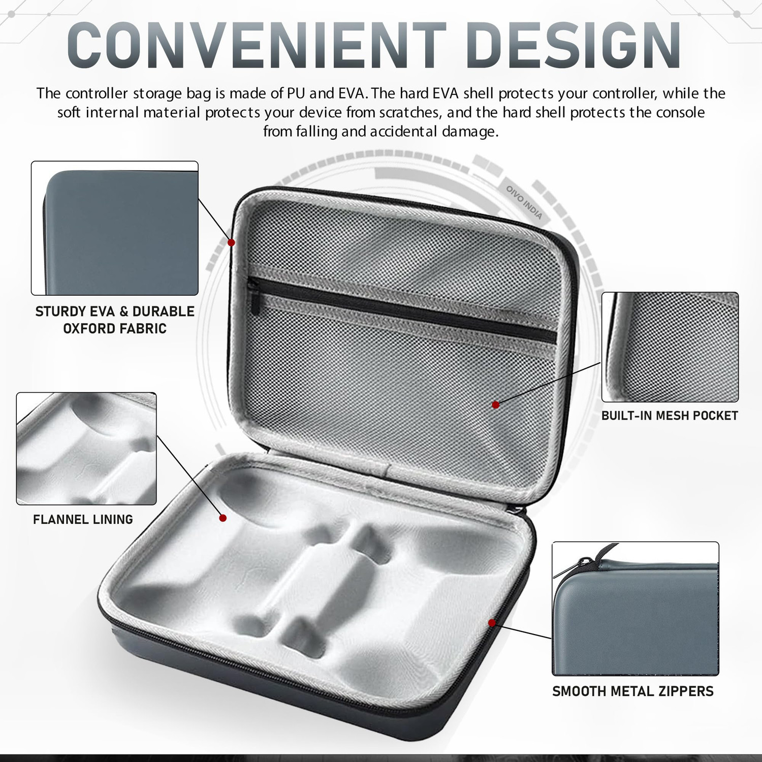 Image of OIVO INDIA Grey PS5 Travel Carrying Case Combo, Hard Shell Storage Bag for PS5 Console Gaming Accessory Kit