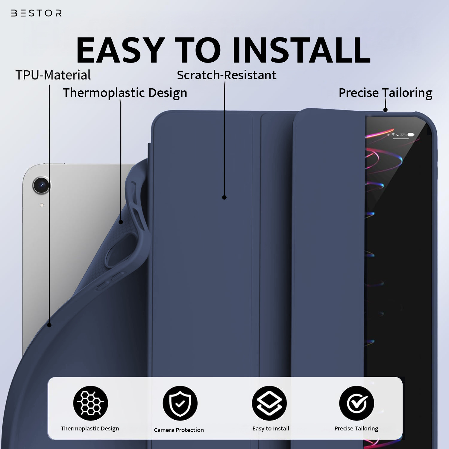 Image of Bestor Front & Back Case for APPLE I PAD