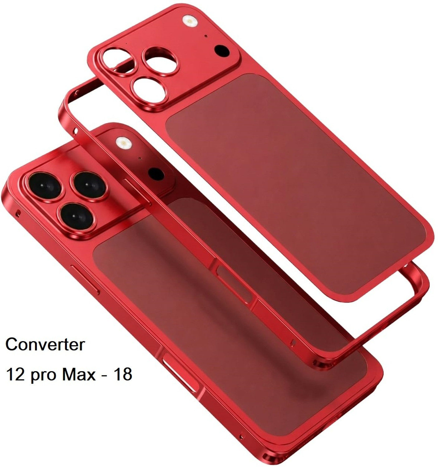 Image of AK PREMIUM Front & Back Case for Converter 12 pro max to 18 pro Max (Maroon, Metal, Pack of: 1)