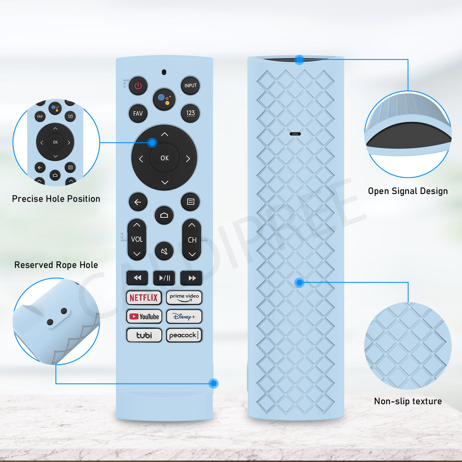 Image of CALDIPREE Front & Back Case for Hisense Smart TV Remote VU GloLED Series Tv Remote Cover