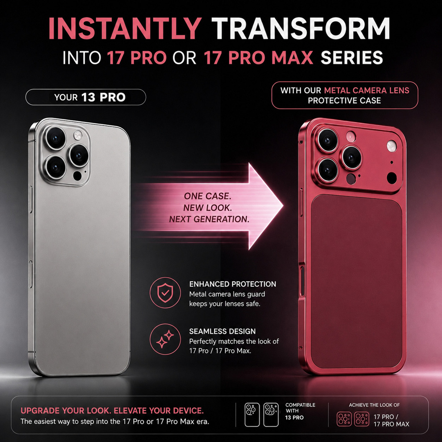 Image of AK PREMIUM Front & Back Case for Converter 12 pro max to 18 pro Max (Maroon, Metal, Pack of: 1)