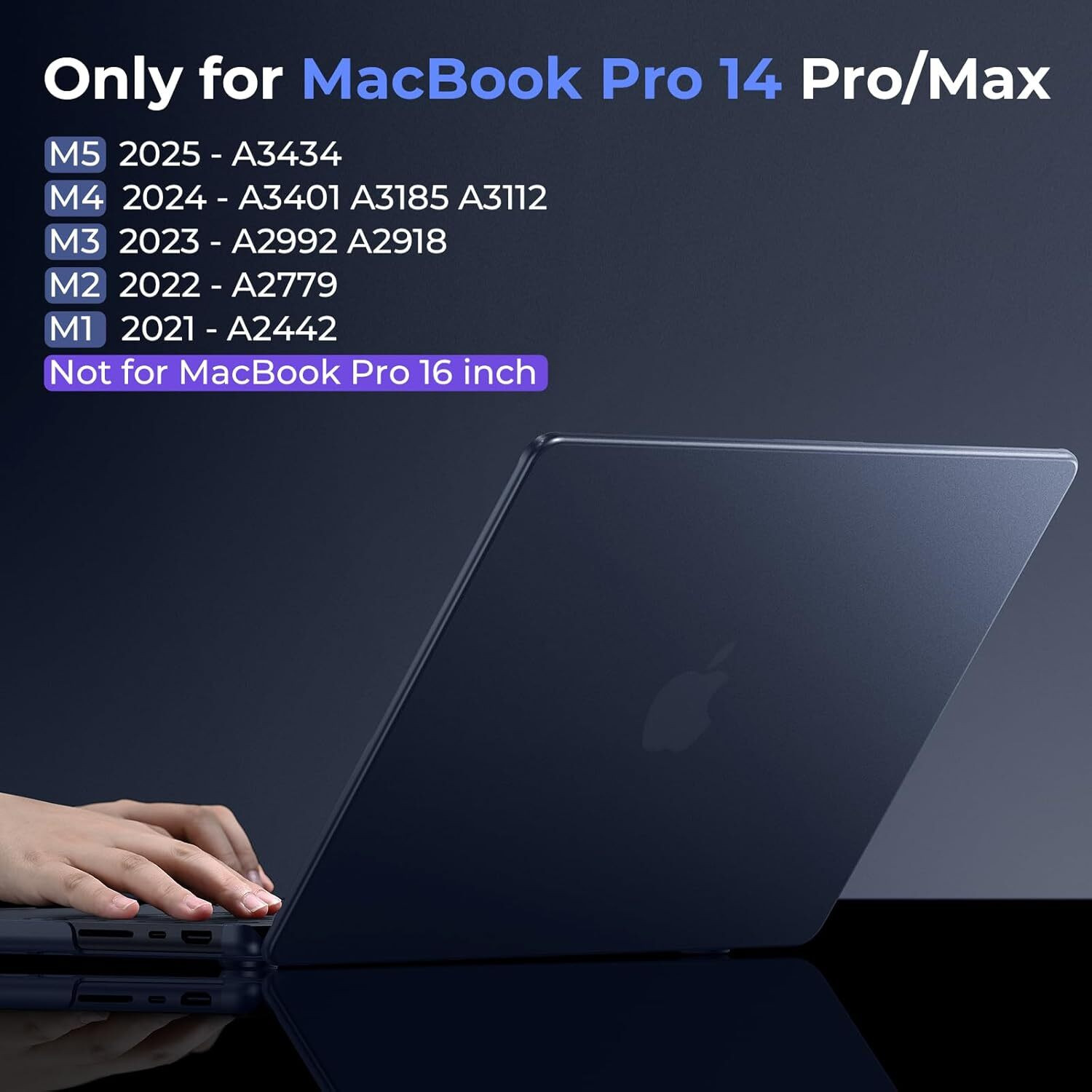Image of Saco Front & Back Case for MacBook Pro 14 inch M5 M4 M3 M2 M1 A3434 A3112 A3185 A3401 A2918 A2992 A2779 A2442-Midnight