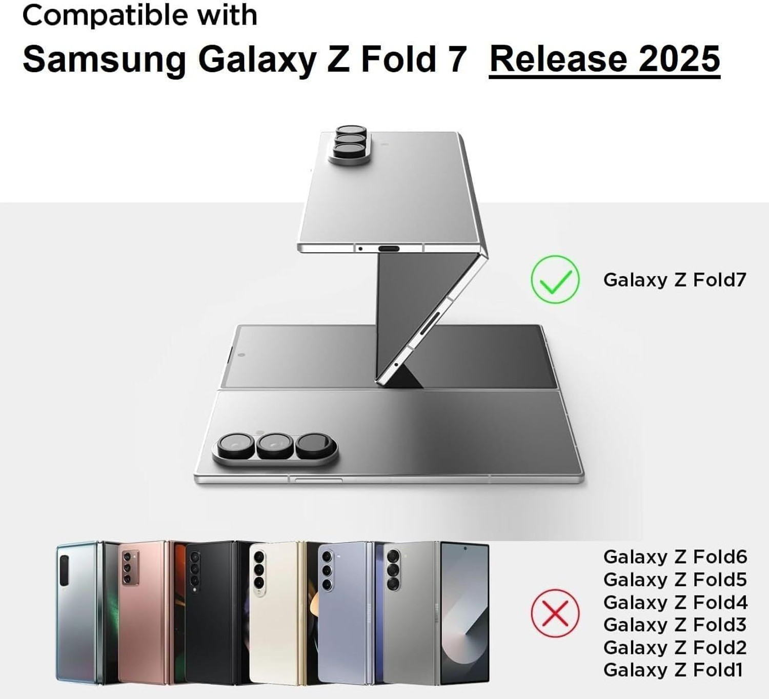 Image of Midkart Front & Back Case for Samsung Galaxy Z Fold 7 Matte Cover with Front Glass and Independent Camera Protection